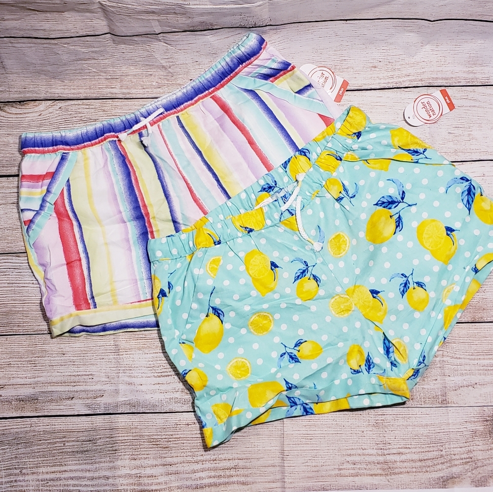 Shorts lemons and stripes girls XL plus 2 pairs